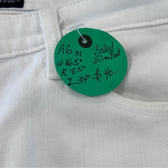 AG Ballad Slim Boot 31” Mid Rise White Jeans - Picture 13 of 15